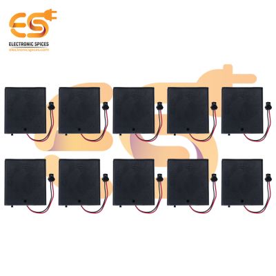 4 cell Battery holder Wired Cap On/Off Switch WITH Jst Connector (1.5v) (Black Plastic Body) Pack of 10pcs